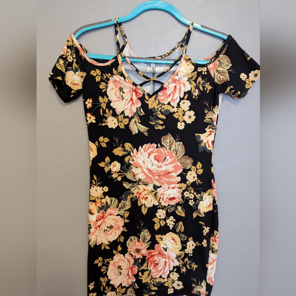 Black Floral Mini Dress